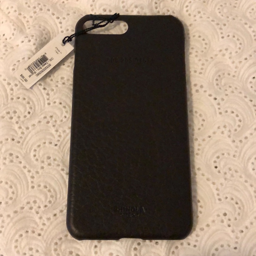 Shinola iPhone 7+ deep brown leather phone case